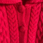 NWT Aran Crafts Ireland 100% Merino Wool Cable Knit Long Sweater Red Size Small Photo 6