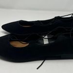 American Eagle Black Lace Up Pointed Toe Flats Size 6 Faux Suede Photo 6