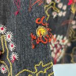 Chico's Dark Denim Jacket Colorful Embroidery Sz Medium Boho Western Vintage Photo 14