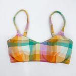 Billabong Bikini Top SZ Small Warm Wave Lila Bralette Swim Suit Madras Plaid NWT Photo 2