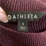 Athleta  Rest Day Crew Neck Sweater Cotton Silk Burgundy Purple Asymmetrical S Photo 7