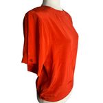 Buttons Vintage 80s Silky Pullover Blouse 6 Petite Red Shoulder Pads Round Neck  Photo 4