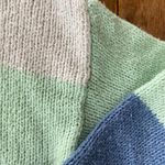 American Eagle white mint green and periwinkle blue striped sweater Photo 5