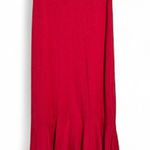 ZARA  Red Sleeveless High Low Ruffled Midi Dress Womens S Casual Holidays Stretch Photo 0