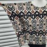 Chico's  Top Blouse Womens Small/Medium Black Brown Kimono Sleeves Oversized Fit Photo 4