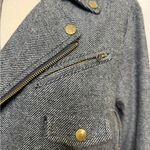 Grey moto zip up jacket with button Photo 4