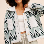 Anthropologie Saturday Sunday by Chevron Boucle Knit Cardigan Jacket Size Large Photo 0