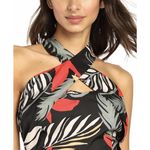 Lulus Tropical Vibes Black Tropical Print Backless Halter Crop Top NWT XS Photo 4