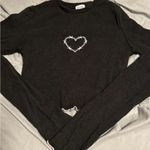 Garage  Black Crop Top with Heart Embroidery Photo 0