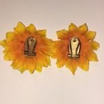 Sunflower Fabric Floral Vintage Retro Flower Pierced Earrings Yellow Photo 4