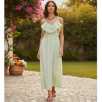 ZARA  cotton jersey midi dress with crochet raffle M Photo 1