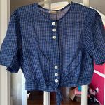 Revolve The East Order Medium Short Sleeve Mahlia Crop Top in cobalt blue check preppy Photo 7