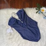 PilyQ  Swim Keyhole Braided One Piece Navy NWT Size Large Photo 1