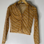 ASTR  the label Sheer Brown Geometric Print Button Down Size XS Photo 0