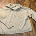 Acne Studios  Sweater Size XS Sadea Wool 3/4 Zip Elbow Patch Natural Ribbed Collr Photo 0