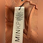 MINKPINK  Sheer Blouse Top Blush Terracotta Stripe Balloon Sleeve Size Large NWT Photo 4