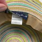 Panama Jack Hat Sun Straw Paper Wide Brim Beach Travel Striped Green Yellow Grey Photo 10