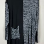 Sun Kim Tunic Top Womens XL Black Gray Asymmetrical Hem Mixed Media Pocket Knit Photo 0