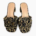 Shu Shop Frances animal print ruffle block heel mules size 7 New no tags/Box Tan Photo 4