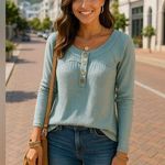 We The Free People Henley Waffle Knit Top Cottagecore Boho Soft Girl Buttery y2k Photo 1