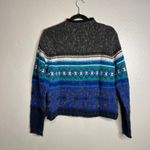 Marsh Landing Vintage  Sweater Size L Blue Teal Gray Nordic‎ Fair Isle Wool Blend Photo 5