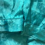 Delicates Shimmering Teal Button Down Shirt no bottoms embroidered Satin Size L Photo 9