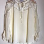 Hayden  ladies cottagecore Sheer Tie Front Peasant Top size medium Photo 1