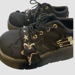 Y2K Star Print Chunky Platform Ankle Women Metal Chain Black Denim Shoes 6.5W 37 Size 6.5 Photo 6