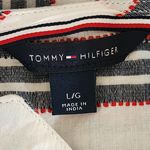 Tommy Hilfiger  Navy Striped V-Neck Women's Top Size Large Preppy Stripe Top Photo 6