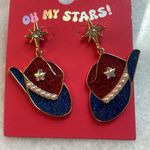 Oh my stars cowgirl Americana earrings Red White Blue pearls fashion jewelry Gold Photo 2