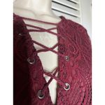 Ultra Flirt Burgundy Lace Up Mini Dress Long Sleeve Party Date Night L Photo 1