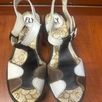 Fly London  Women's Wedge Sandals - Black, White, and Brown Photo 3
