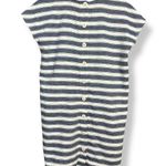 Madewell Striped Play Button Back Dress Small Shift Mini Blue White Casual Beach Photo 3