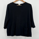 J.Jill Black 3/4 Sleeve Linen Cotton Blend Knit Sweater Top Womens Size Small Photo 0