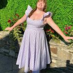 NWT Hill House Daphne in Lilac Jacquard Check Gingham Cotton Midi Dress S Purple Photo 6