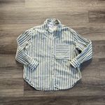 AYR  Women's  Sage Green and White Striped Button Down Shirt Oversized Size Small Photo 1