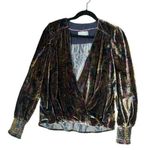 Anthropologie Paisley Velvet Balloon Sleeve Wrap top Blouse Shirt Size M… Photo 0