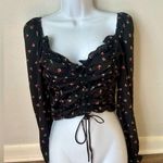 Windsor Women’s Long Sleeve Rouched Floral Crop Top Photo 0