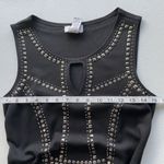 Carmen Marc Valvo Sheath Dress Womens XS Black Silver Studded Ponte Knit Keyhole Photo 10