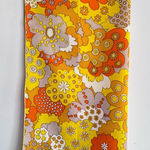 Vintage 60s 70s Mod Retro Yellow and‎ Orange Flower Scarf Brady Bunch 21 X 21 Photo 0