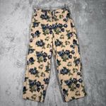 Sag Harbor Pants Small Beige Blue Floral Flowers Straight Crop Boho Cottagecore Photo 1