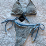 Zaful  Triangle Bikini Fishnet Tie Bandeau Halter String Bikini Size Medium/6 Photo 0