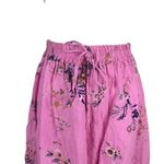 I Love Linen Pink Floral Linen Skirt Elastic Waist Boho Italy Medium Photo 1