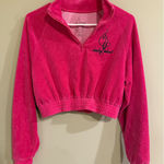 Baby Phat Velour Cropped Quarter Zip Sweatshirt Pink Women's Size M Photo 0