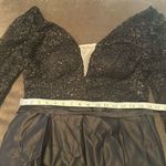 Women’s Black Satin 3/4 Sleeve Sparkly Sheer Bodice Formal Dress LegSlit Size 12 Photo 7
