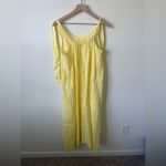 COS Gathered Linen Midi Dress Butter Yellow Size Medium Photo 4