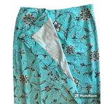 Talbots Stretch Cotton Maxi Wrap Skirt Turquoise Tropical Floral Size 12 NWOT Photo 2