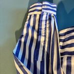 True Destiny NWT Front Button Crop Long Sleeve White Blue Stripe Top Collared L Photo 4