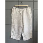 Women J.Jill Cropped White 100% Linen Ankle Pants size XL Petite Lagenlook Artsy Photo 2