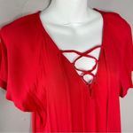 Madewell  Mini Dress Womens Size Medium Red Ruffle Sleeve Crepe Lightweight Flowy Photo 3